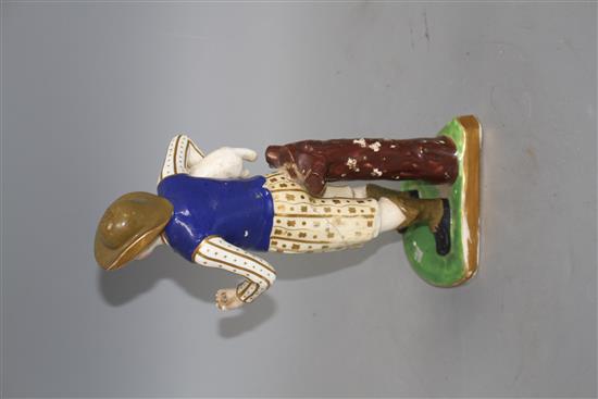 An English porcelain figure of a shepherd, c.1830, possibly Samuel Alcock, H. 26.5cm